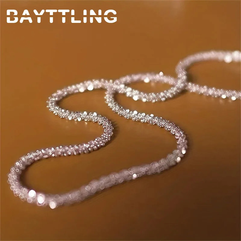 925 Sterling Silver 40-75cm Exquisite Sparkling Necklace Fashion Women Couple