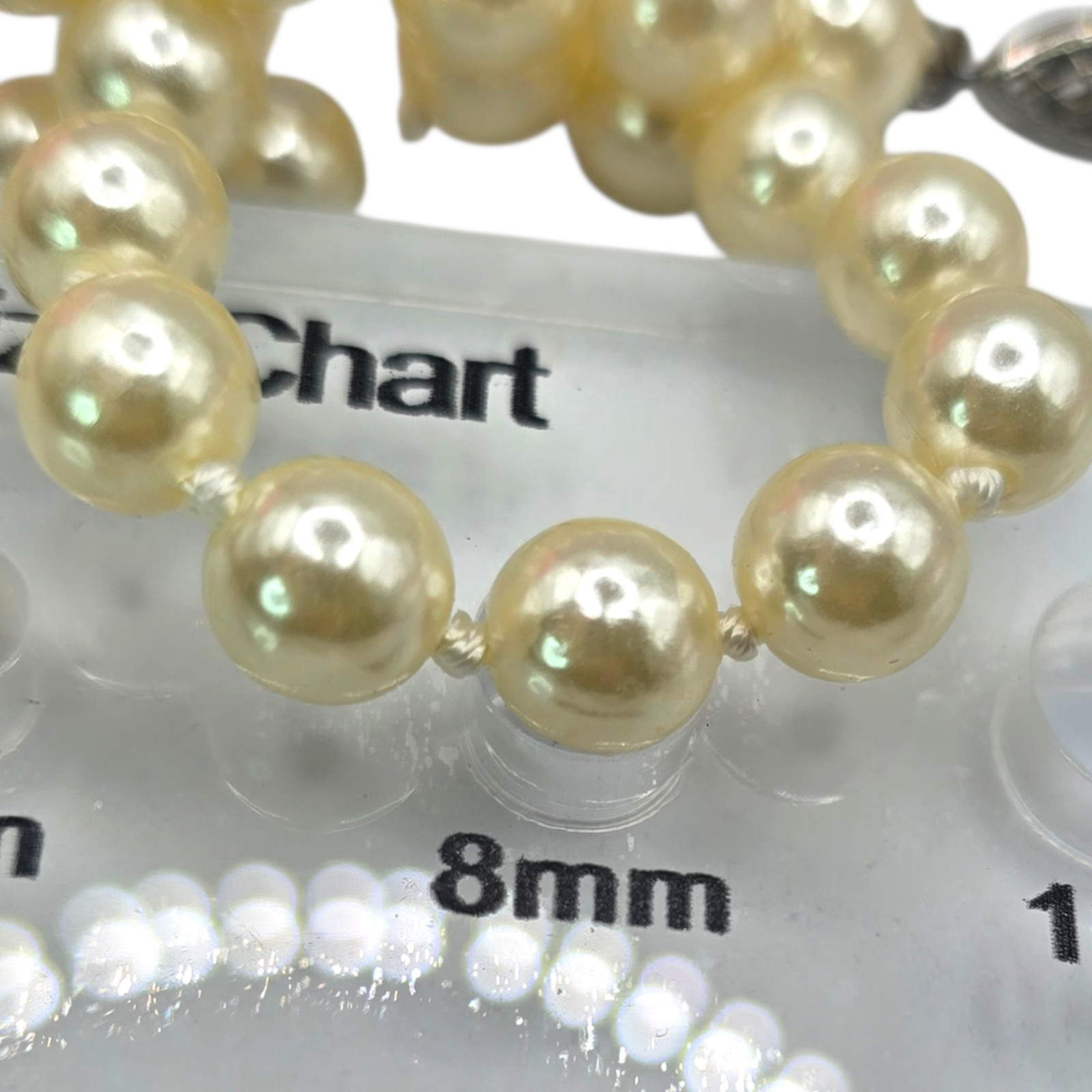 Necklace Vintage Imitation Pearl Beaded Creamy White 8mm Single Strand 18″ S2911