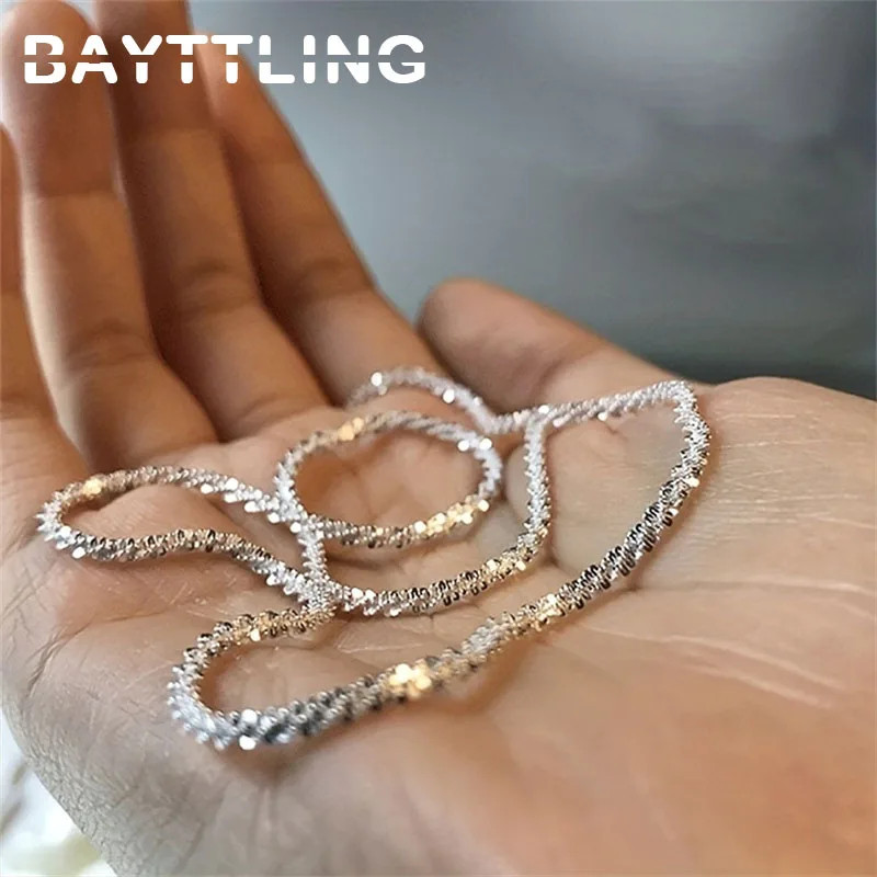 925 Sterling Silver 40-75cm Exquisite Sparkling Necklace Fashion Women Couple