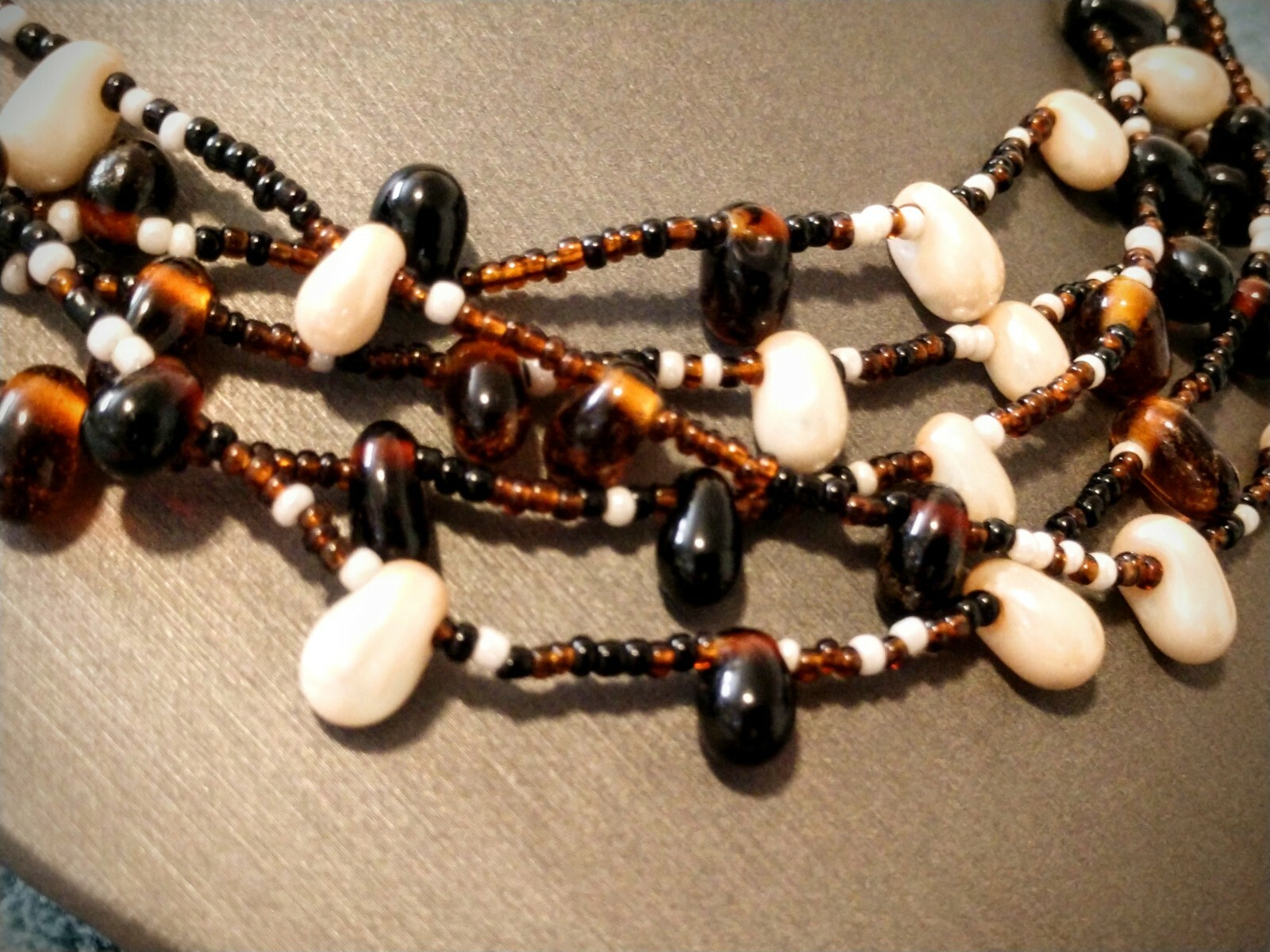 Gorgeous & Artsy Multi Layered Stone Beads Strands Necklace ~ No Plastic here