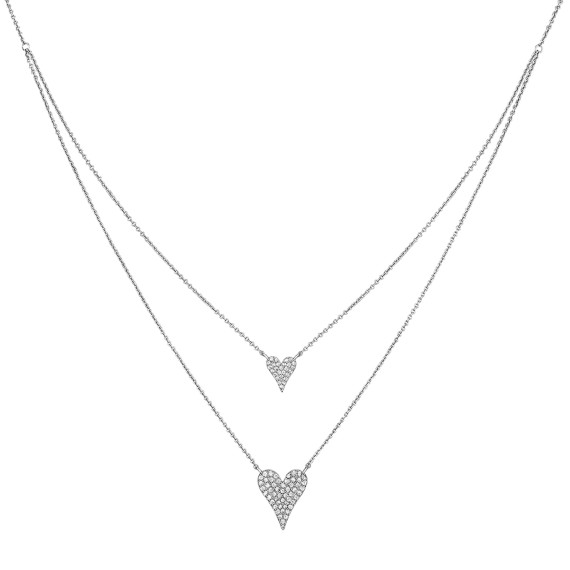 Jennifer Miller Double Pave Heart Layered Necklace