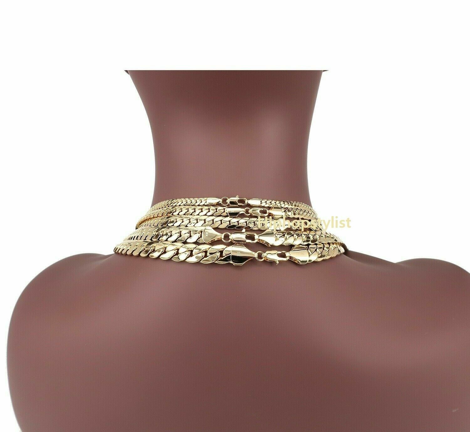 Men’s 14k Miami Cuban Link Chain Necklace Bracelet 4mm to 12mm Gold Plated