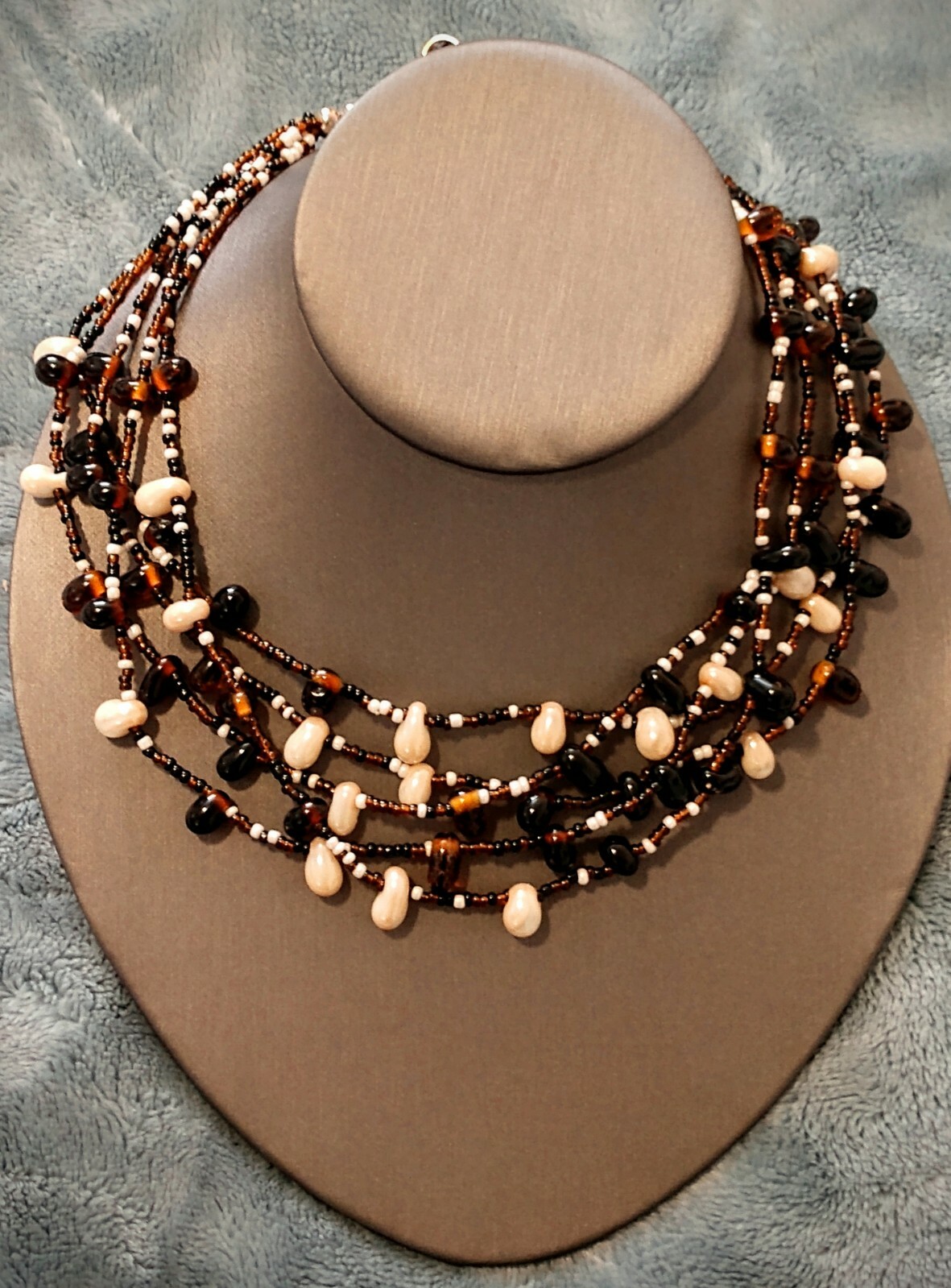 Gorgeous & Artsy Multi Layered Stone Beads Strands Necklace ~ No Plastic here