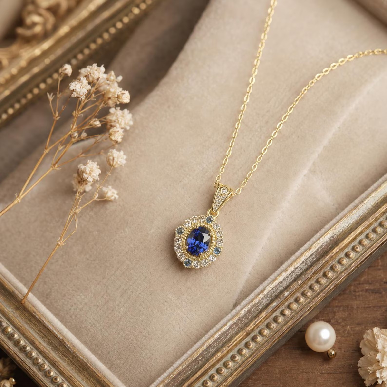 Oval Cut Blue Sapphire Gemstone 925 Sterling Silver PendantGift for Anniversary