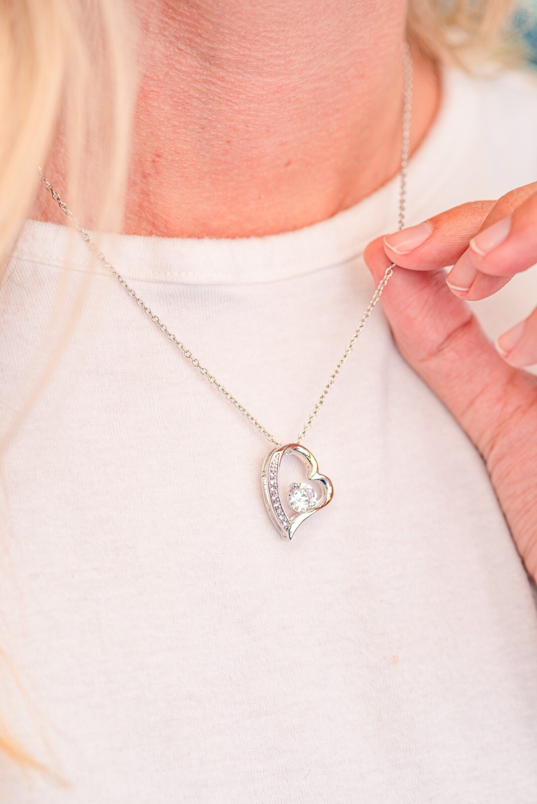 Cubic Zirconia Necklace Gift for Daughter from Dad with Heart Pendant Jewelry