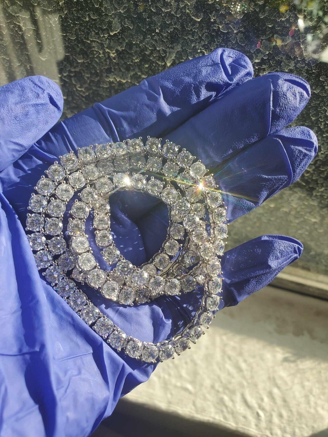 5mm VVS1 Cubic Zirconia Tennis Chain Hip Hop Iced Out Necklace Silver 20 22