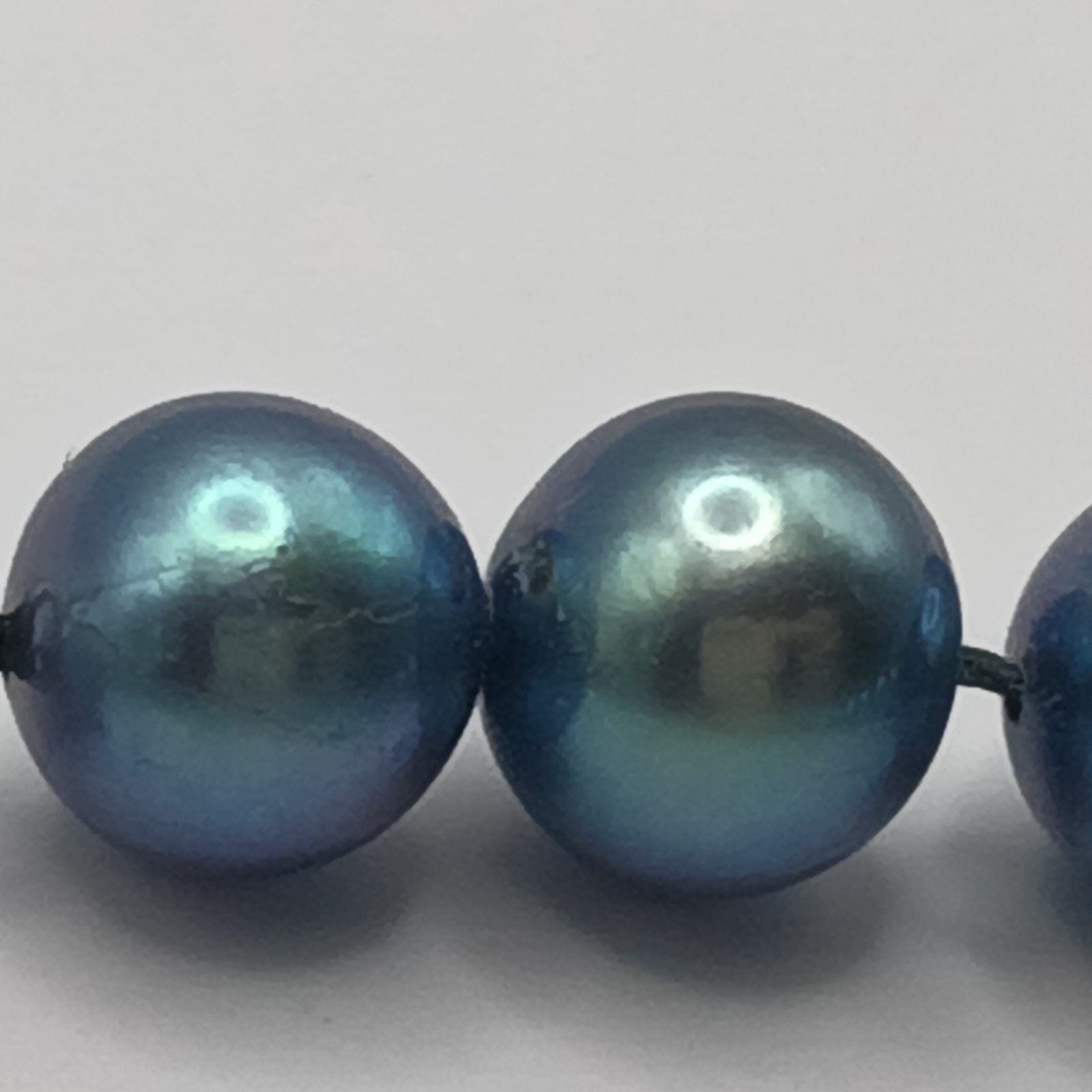 Peacock Black Blue Pearl Necklace “20 White Gold Filled Clasp Hand Knotted 7.5mm