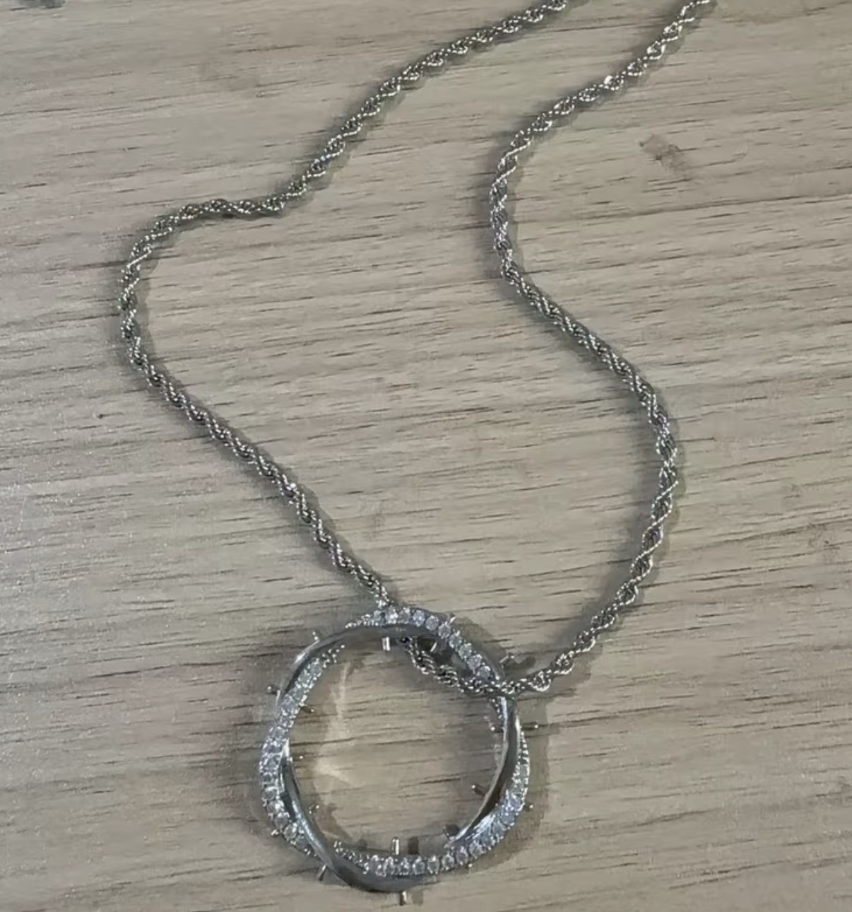 Silver Jesus Crown of Thorns Pendant Necklace Christian Faith Cross Chain Charm