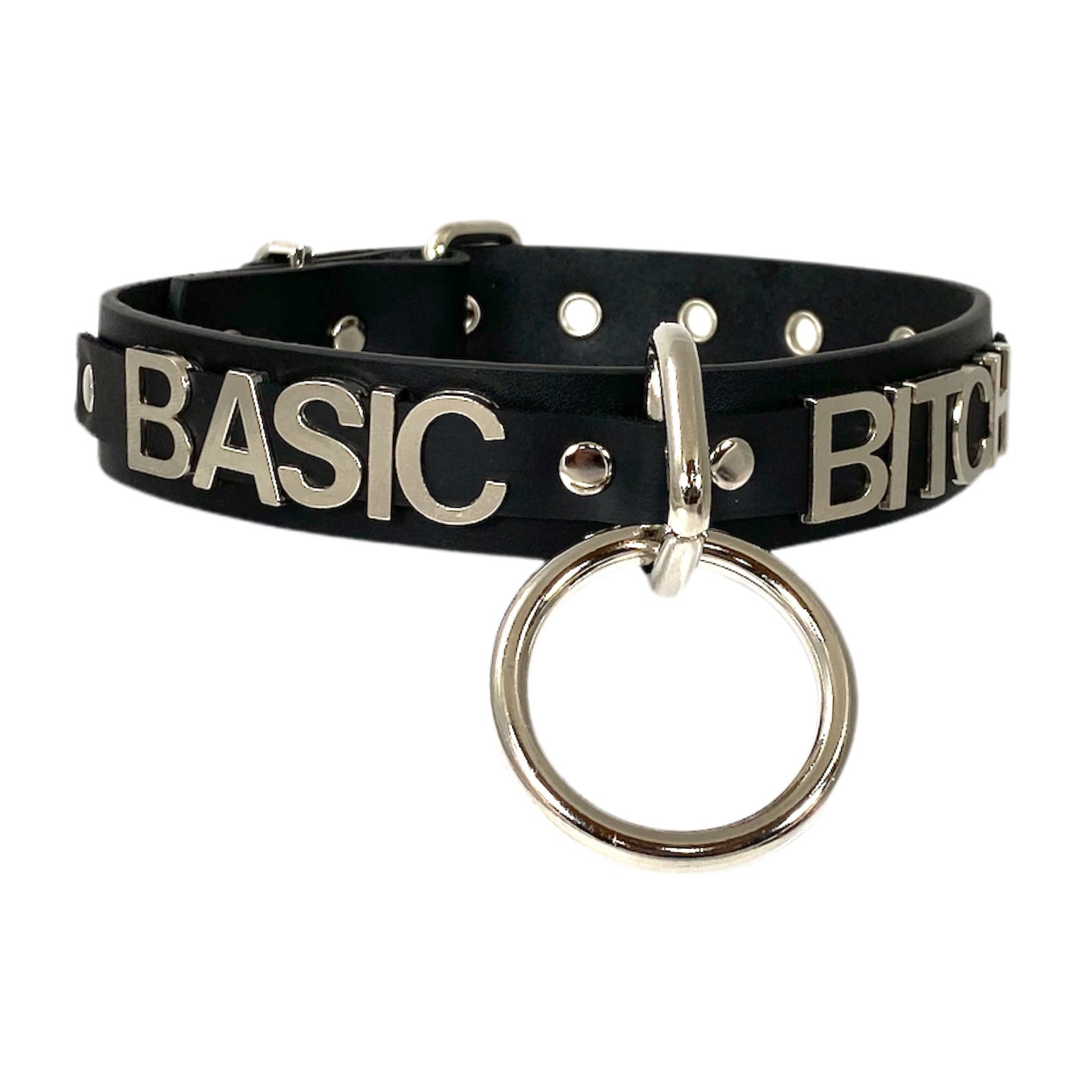 Name Bondage Collar Black O Ring Letter Slave Leather BDSM Choker Slut Choker
