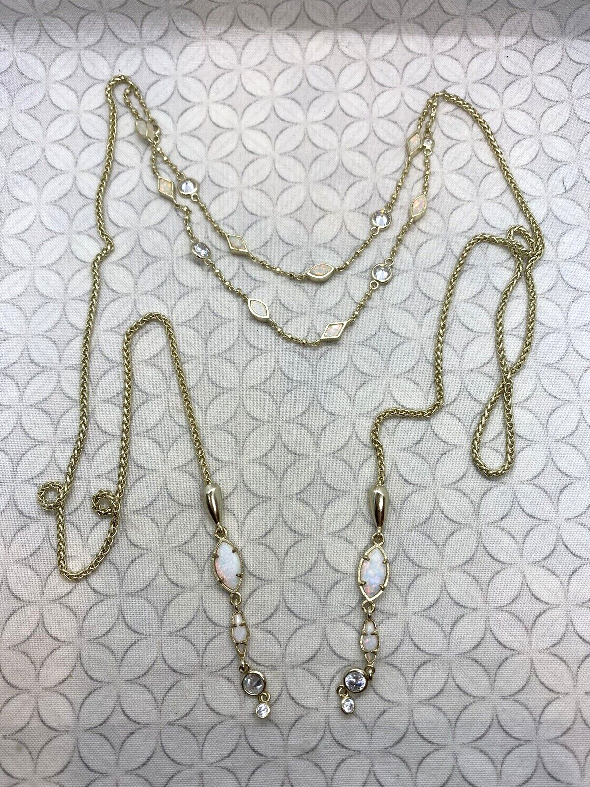 Kendra Scott Emelina necklace White kyocera opal gold tone Wrap