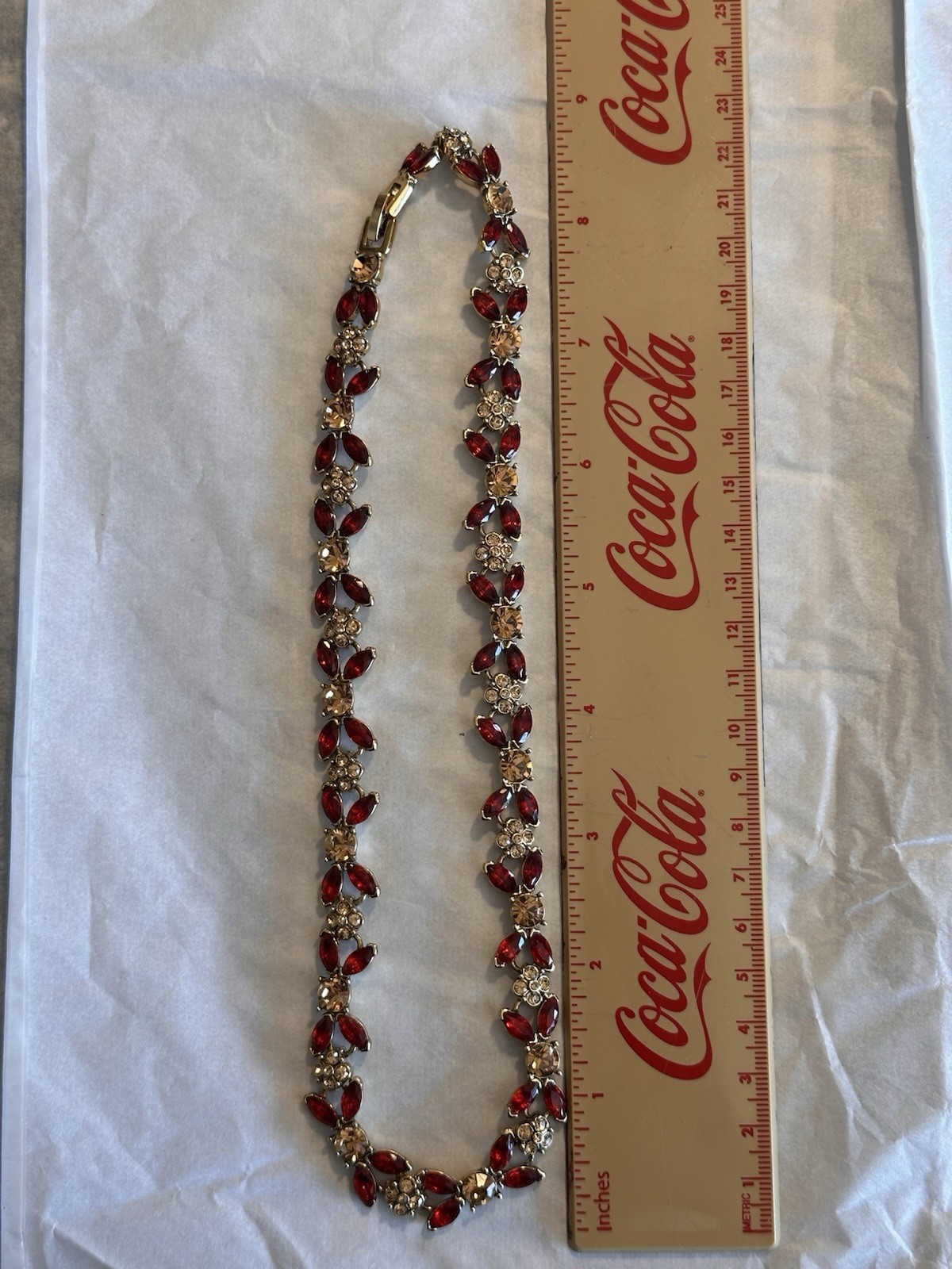 Vintage Monet Red Marquise Rhinestone Statement Necklace