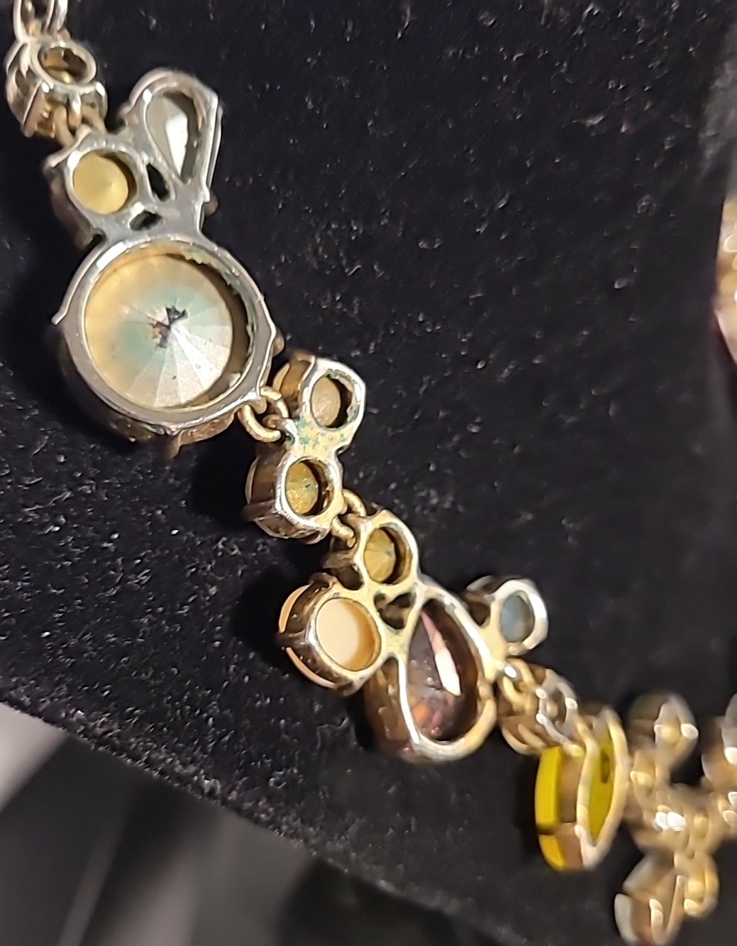 J Crew Melange Statement Necklace Multicolor Crystal Rhinestone Silver Tone 18″