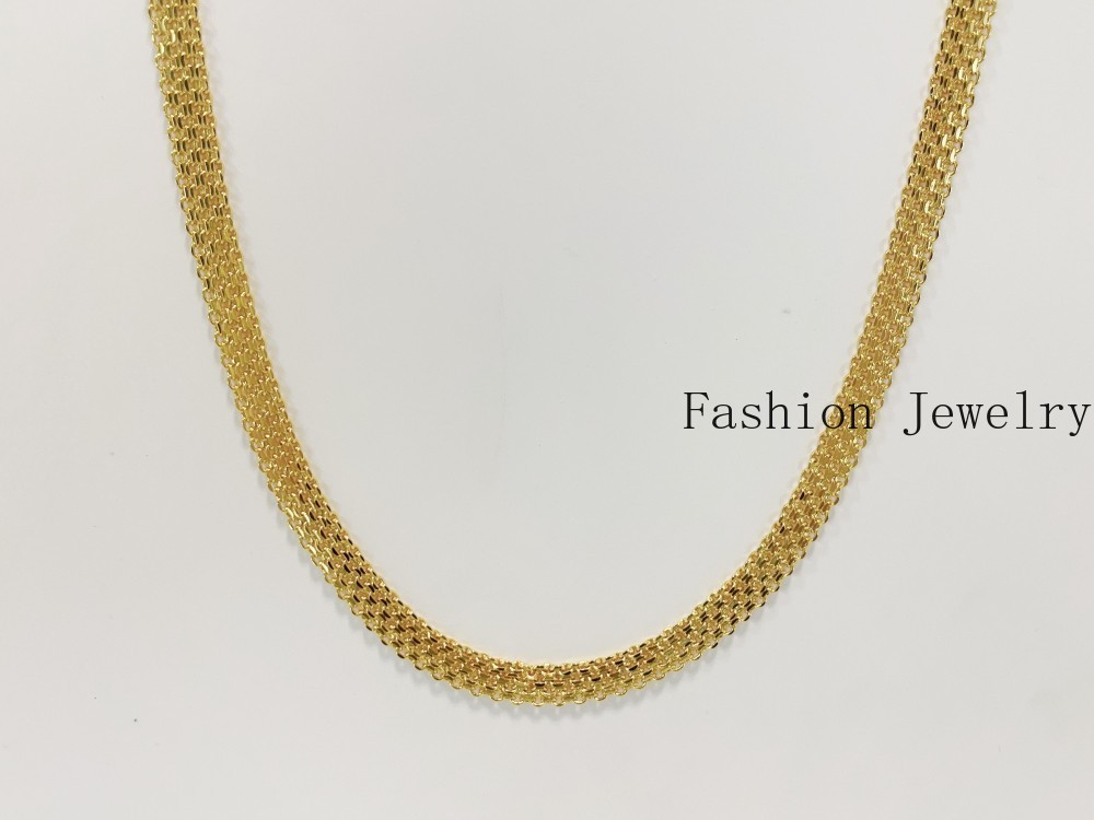 Solid 18K Yellow Gold Vintage Multi Layer Wide Necklace Chain 8mm 24in men/women