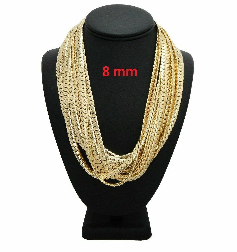 12 Piece 8mm Miami Cuban link Chain 8″ 20″ 24″ 30″ Gold Plated Wholesale Lots