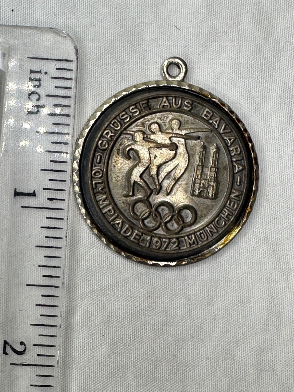 Olympic Games Munich Germany pendant 1972 Silver Tone Medal Charm