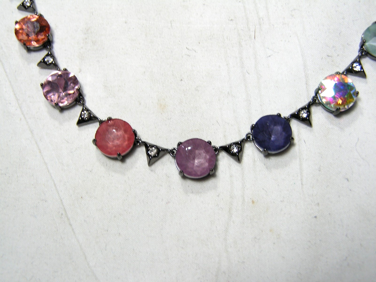 …S&D Stella & Dot…Gunmetal Tone, Assorted Crystals Necklace…