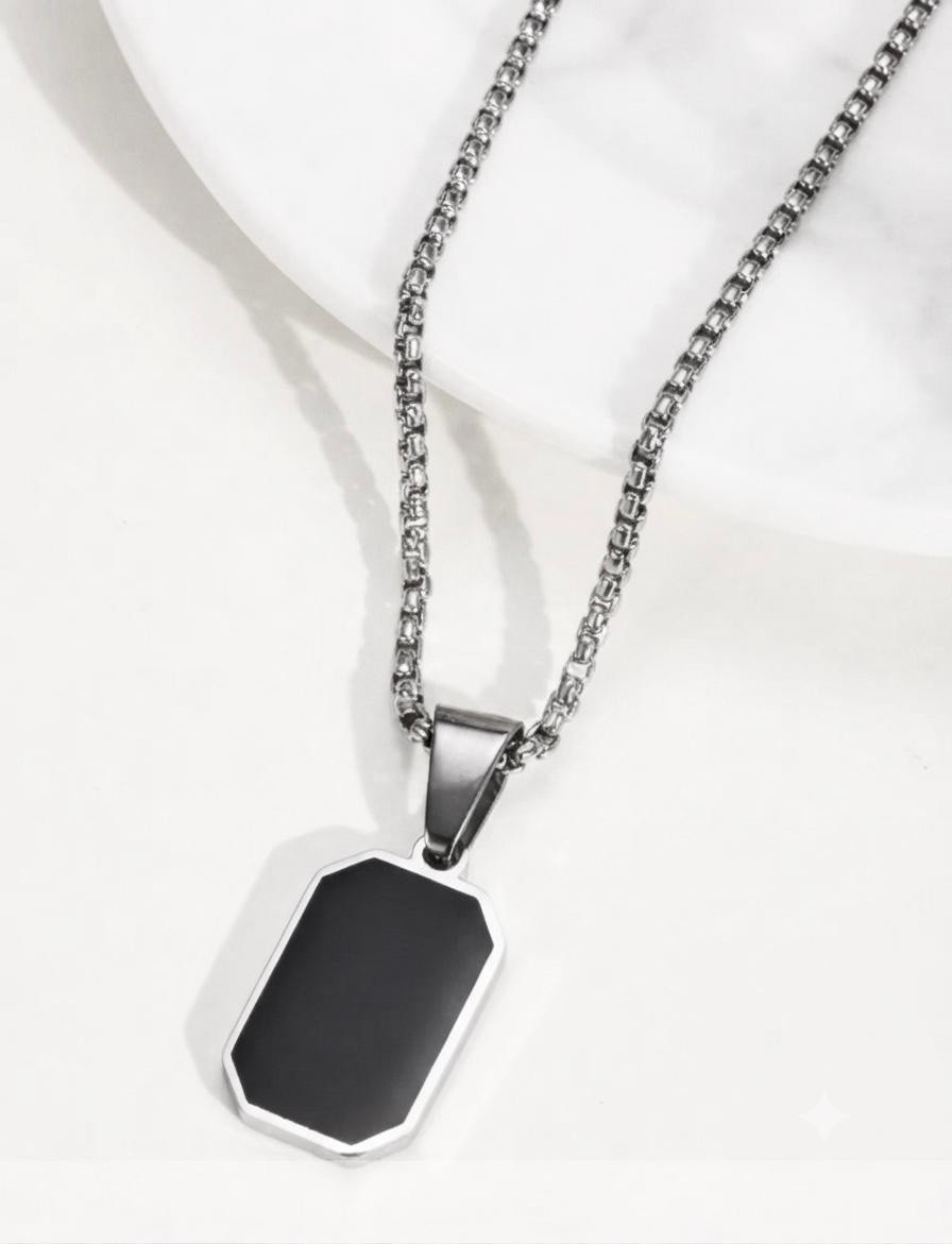 10Pcs Stainless Steel Square Rectangle Pendant Necklace Box Chain Unisex Jewelry