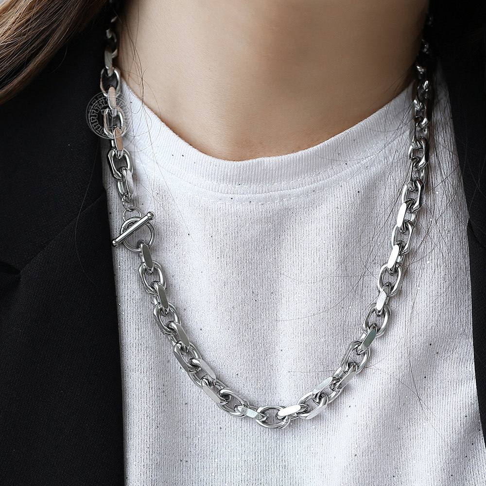 Toggle Necklace Cable Link Chain Necklace for Men Stainless Steel 18 20 24 26 in