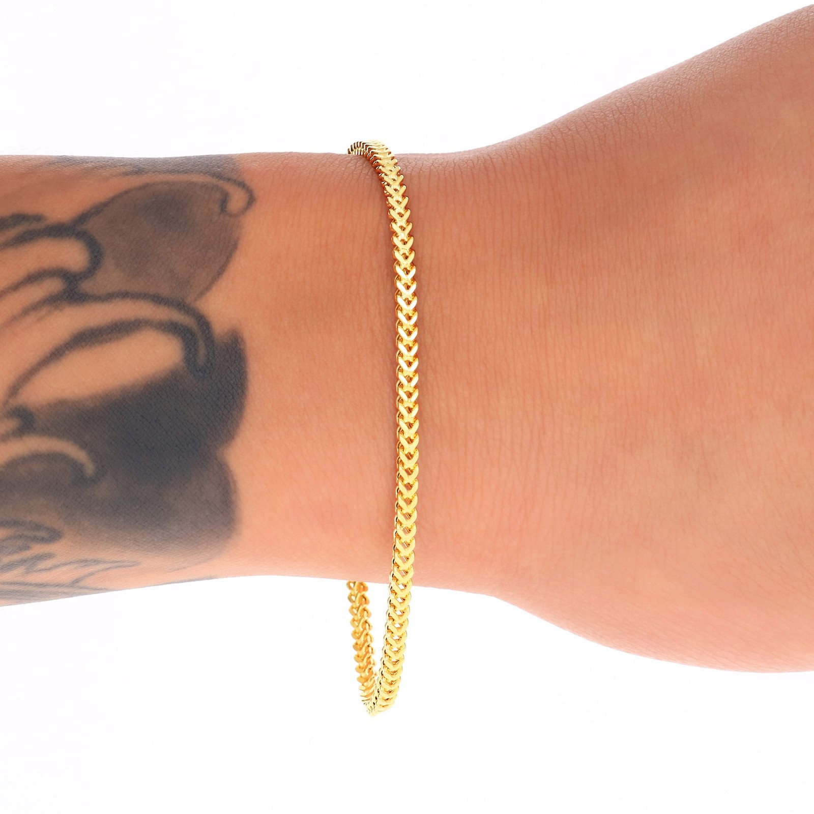 14k Yellow Gold 1.5mm-5mm Franco Box Bracelet Chain Men Women 7″ 7.5″ 8″ 8.5″ 9″