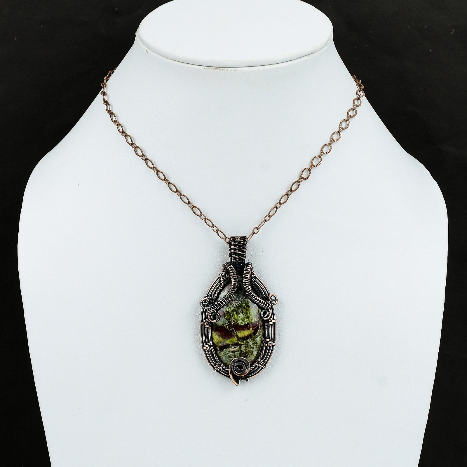Dragon Bloodstone Jewelry Copper Gift For Briedsmaid Wire Wrapped Pendant 2.64″