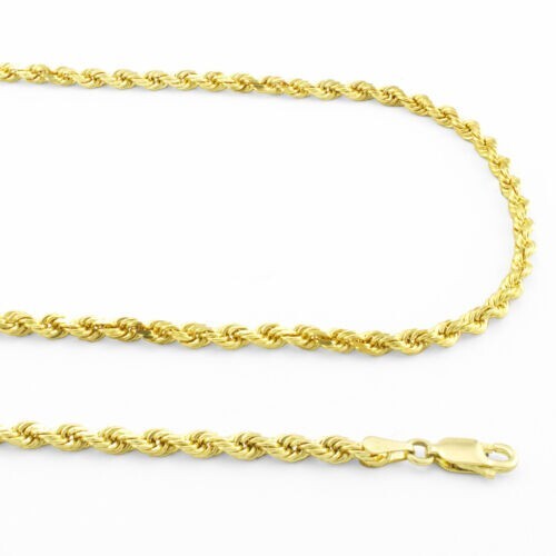10k Yellow Gold 22″ Solid Diamond Cut Rope Chain Necklace 4 mm 19 Grams