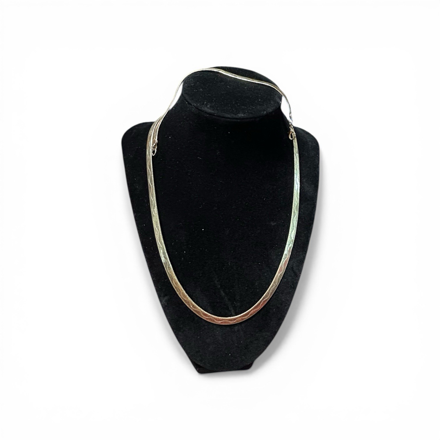 GOLD TONE HERRINGBONE NECKLACE – 18” And Bracelet 7” Metal Unknown