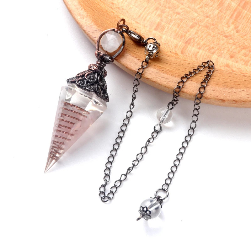 Antique Bronze Resin Hexagonal Pendulum Pendant Necklace Reiki Chakra Healing