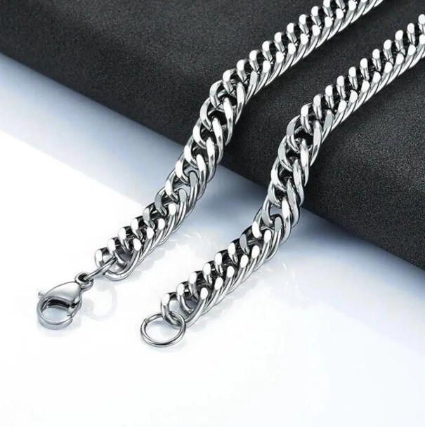 16-36″ Inches Stainless Steel Silver Cuban Chain Men Womens Necklace 3/5/7/9/11m