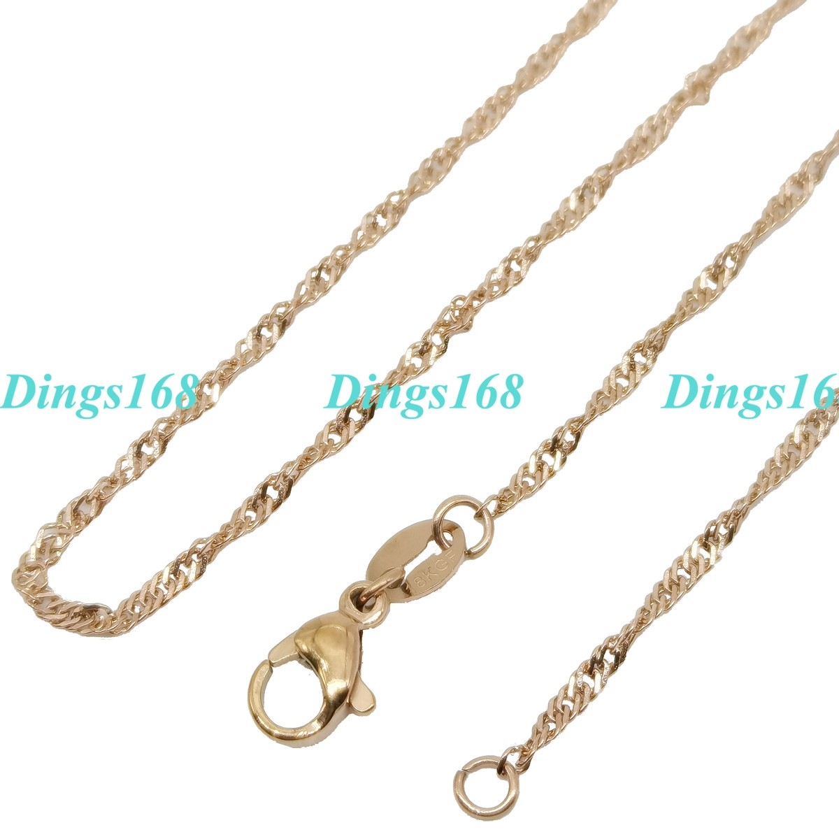 18K Rose Gold Filled 1mm Thin Italian Wave Chain Necklace 16″/18″/20/22/24″ J142