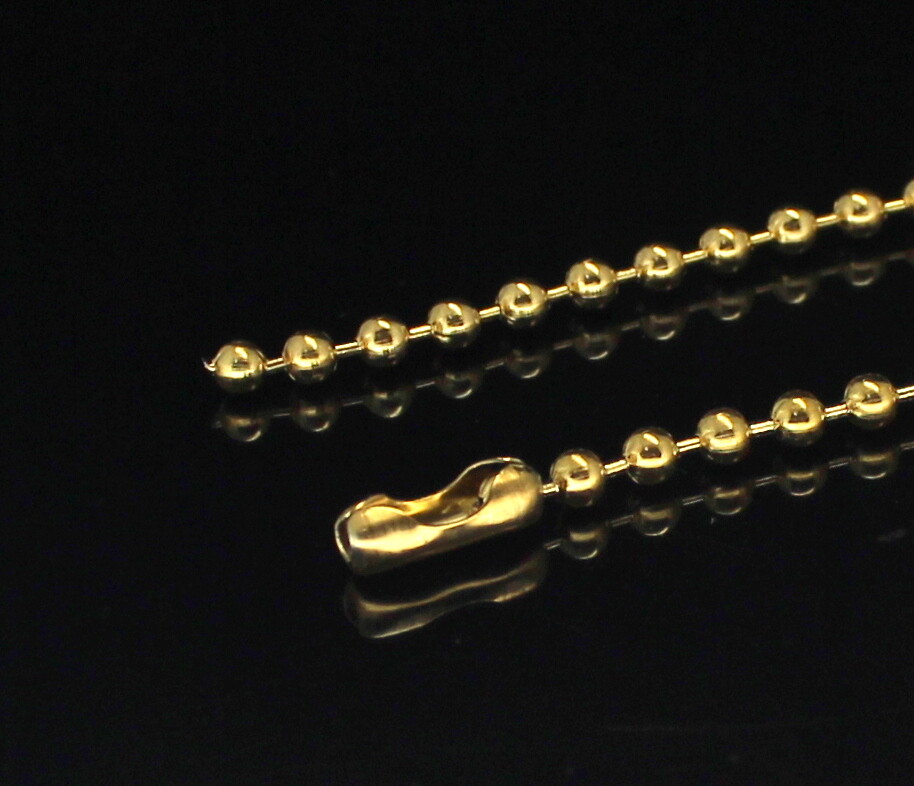StainlessSteel Ball Chain 16″-34″ DogTag Bead Gold Plated Necklace 1.5/2/3/4.5mm