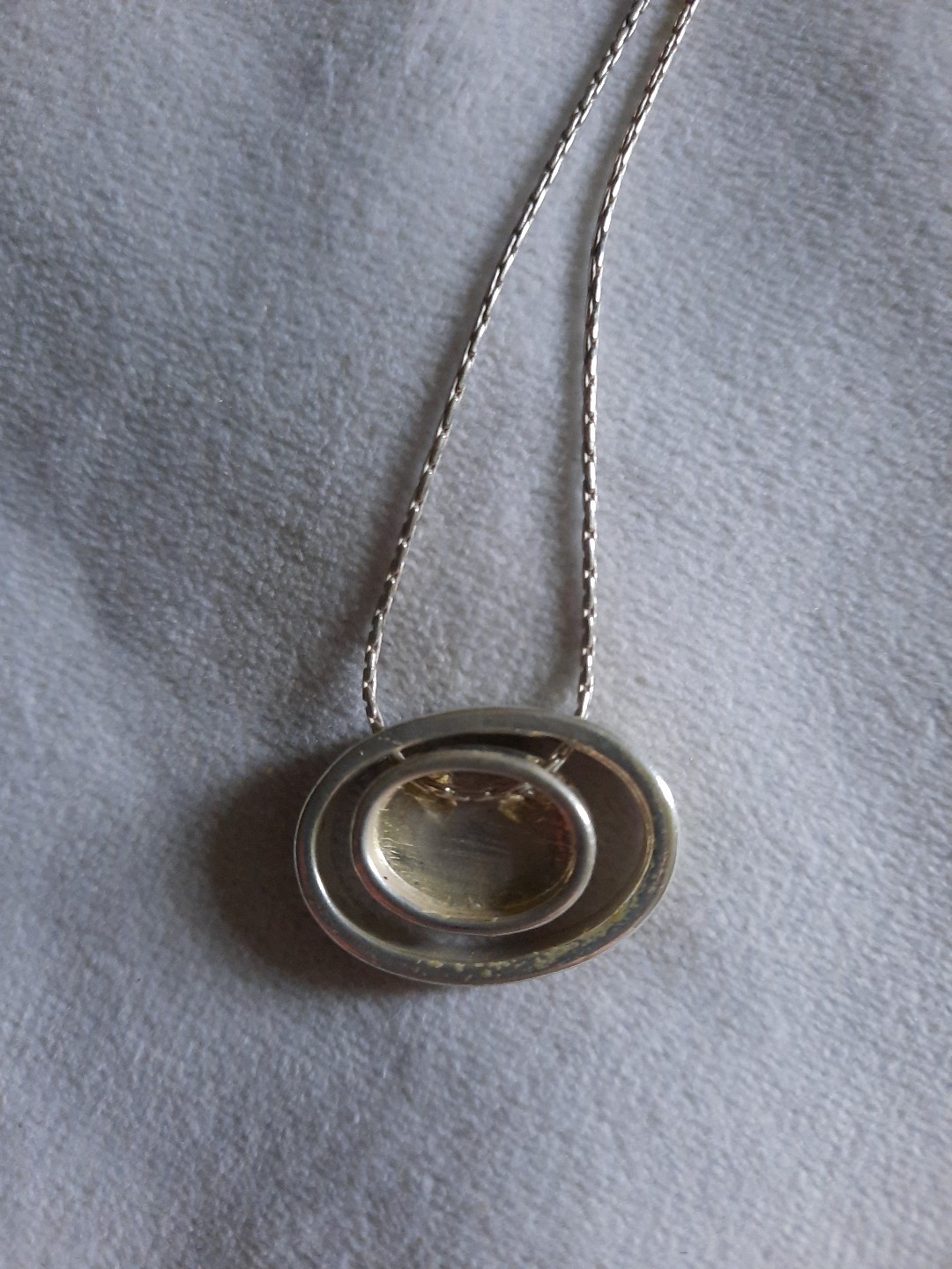 Black Cabochon Necklace Silvertone Adjustable Chain Pre-owned Excellent