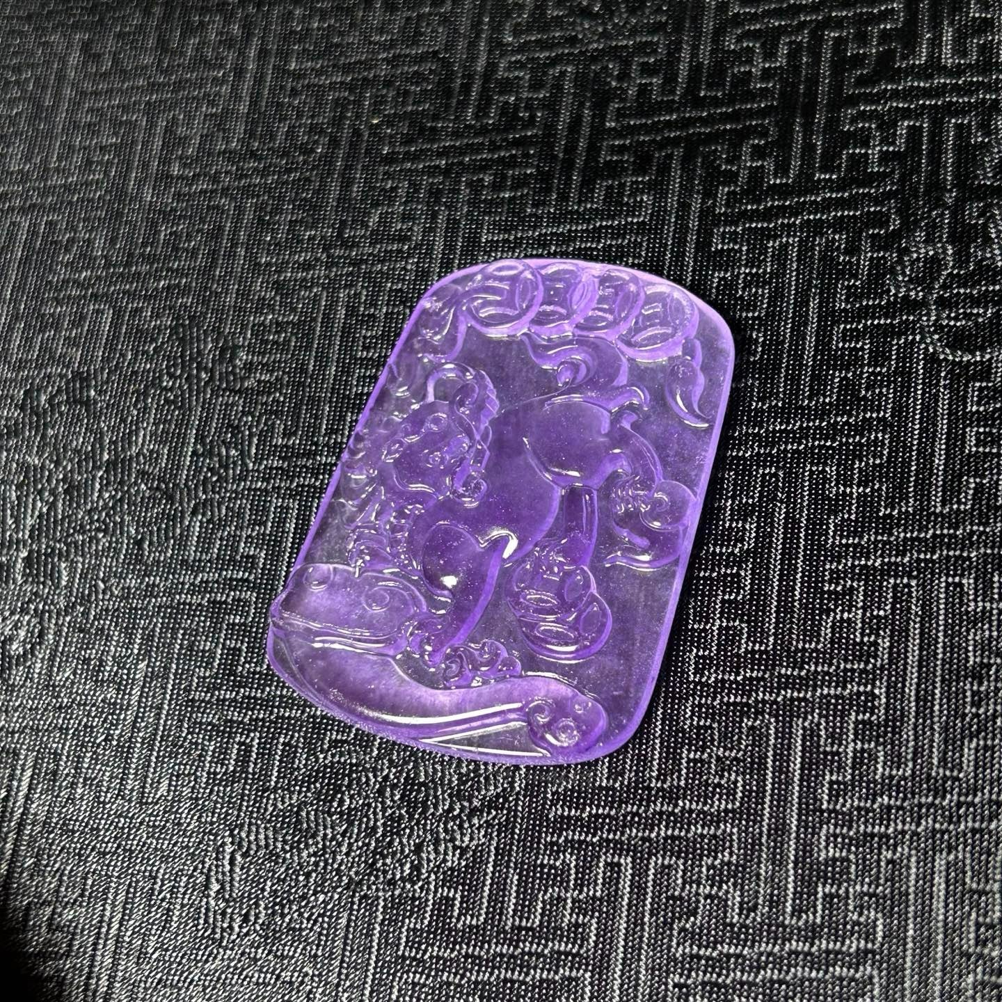 Nature ice purple Burmese Jade Jadeite Carved Kirin lucky Pendant&Necklaces
