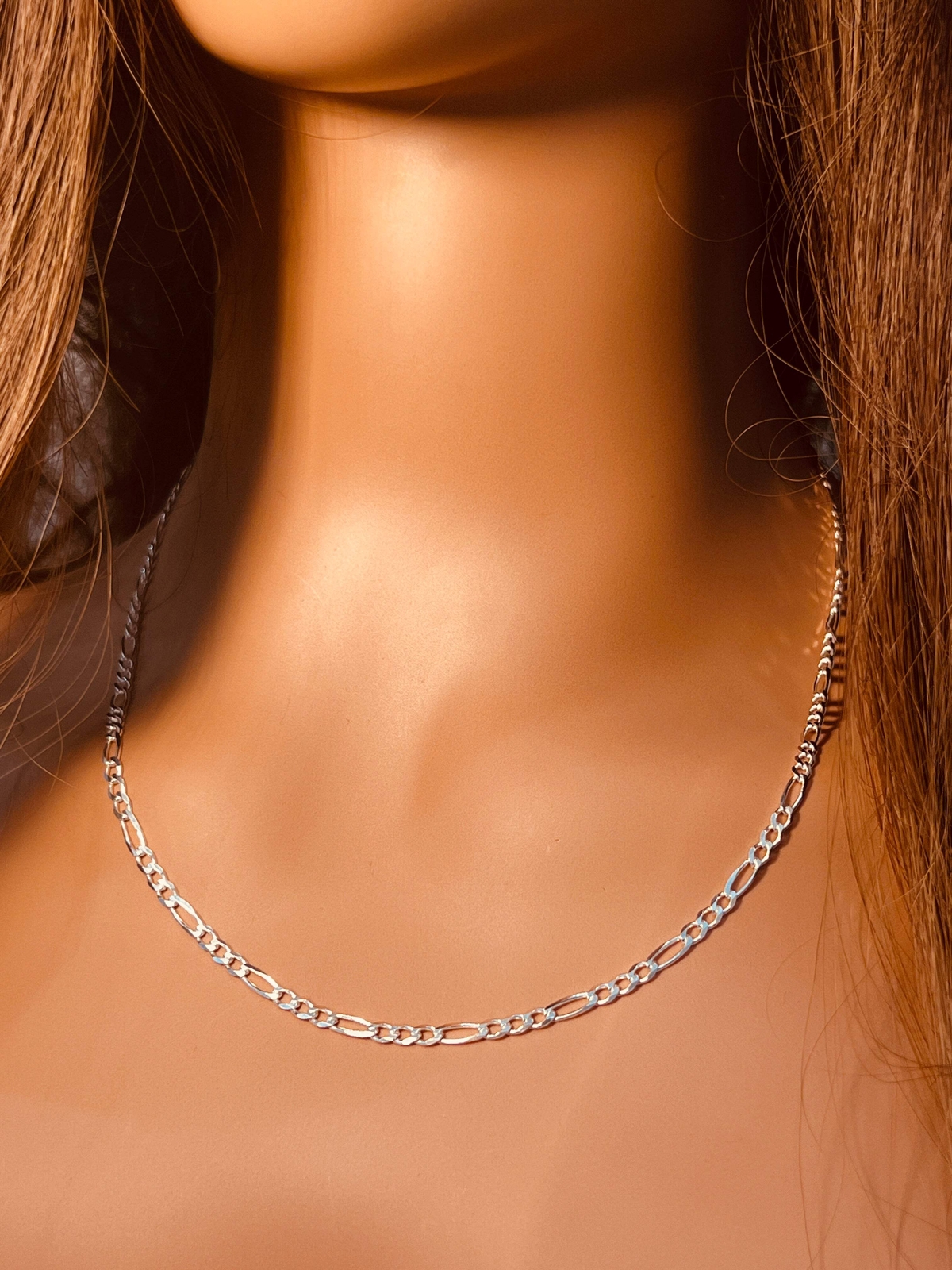 Sterling Silver Figaro Necklace | 3.5mm .925 Silver Chain in 14″–24″ Lengths
