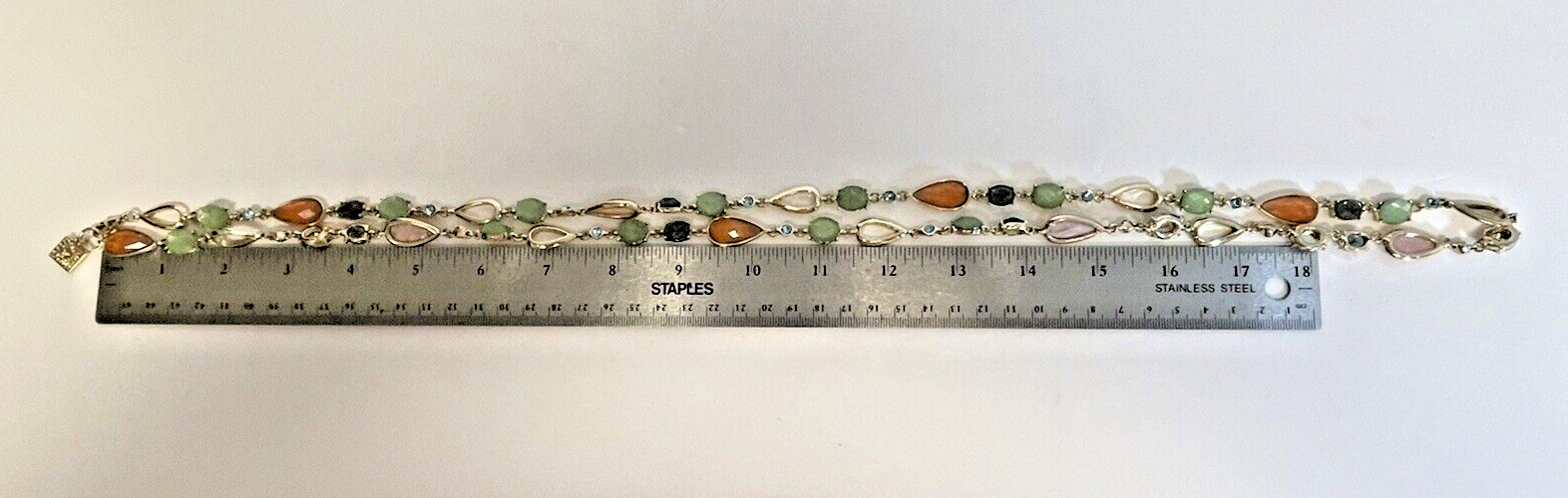 Anne Klein 42″ Long Necklace Gold Tone with Multiple Color Stones
