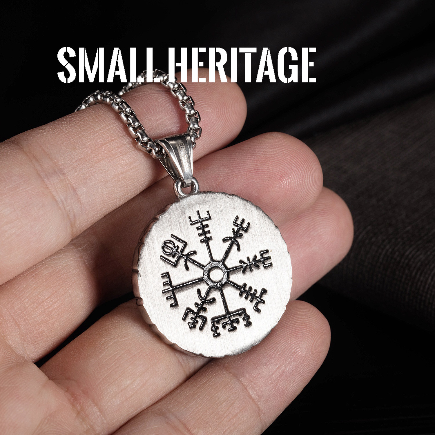 Viking Stainless Steel Necklace Norse Rune Vegvísir Pendant Amulet Valknut Men