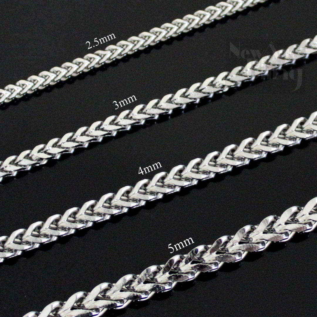 Franco Chain Gold Plated Stainless Steel Foxtail 18″-24″ Solid Necklace 2.5-5mm