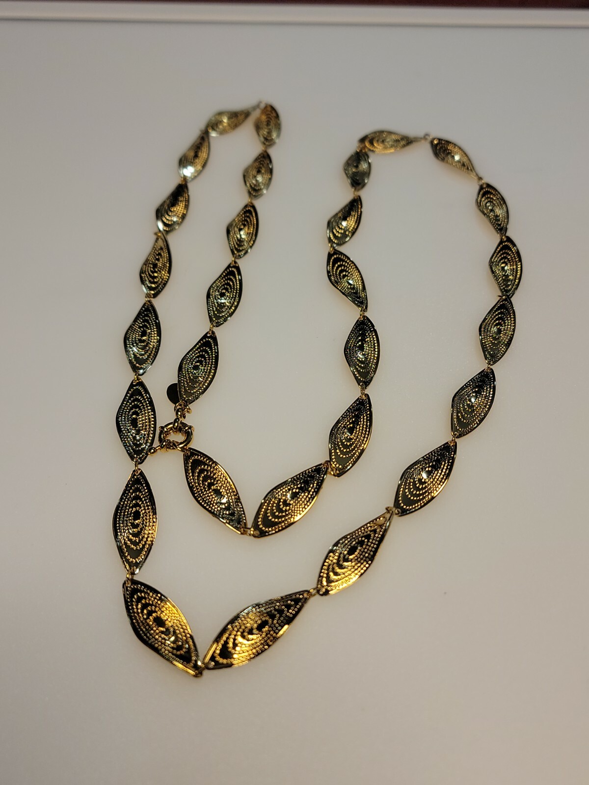 FRANCESCA VISCONTI Gold Oval Tag desin LINK Necklace 35″