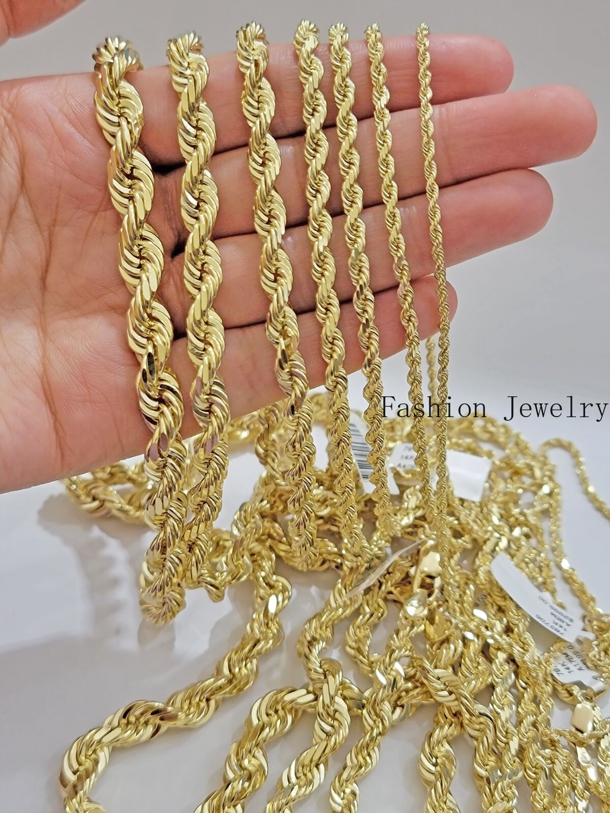 Real 14k Yellow Gold Rope Chain Necklace 2mm-10mm 18″-30″ 14KT SOLID Men Women
