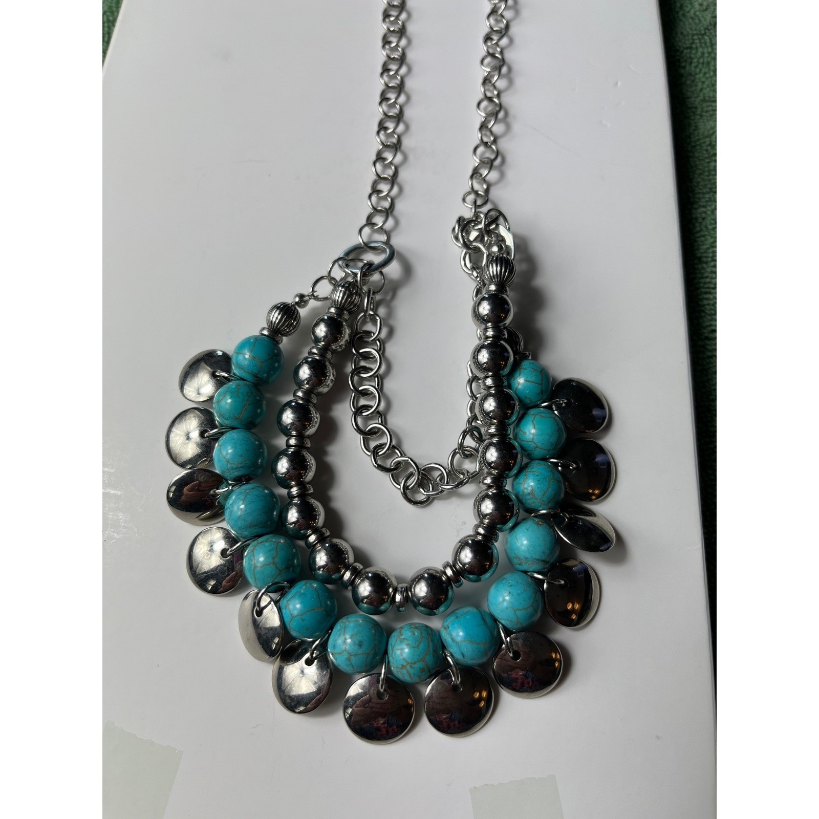 Unbranded Bib Necklace Womens Turquoise Excellent Multi Strand Fringe Disc Boho