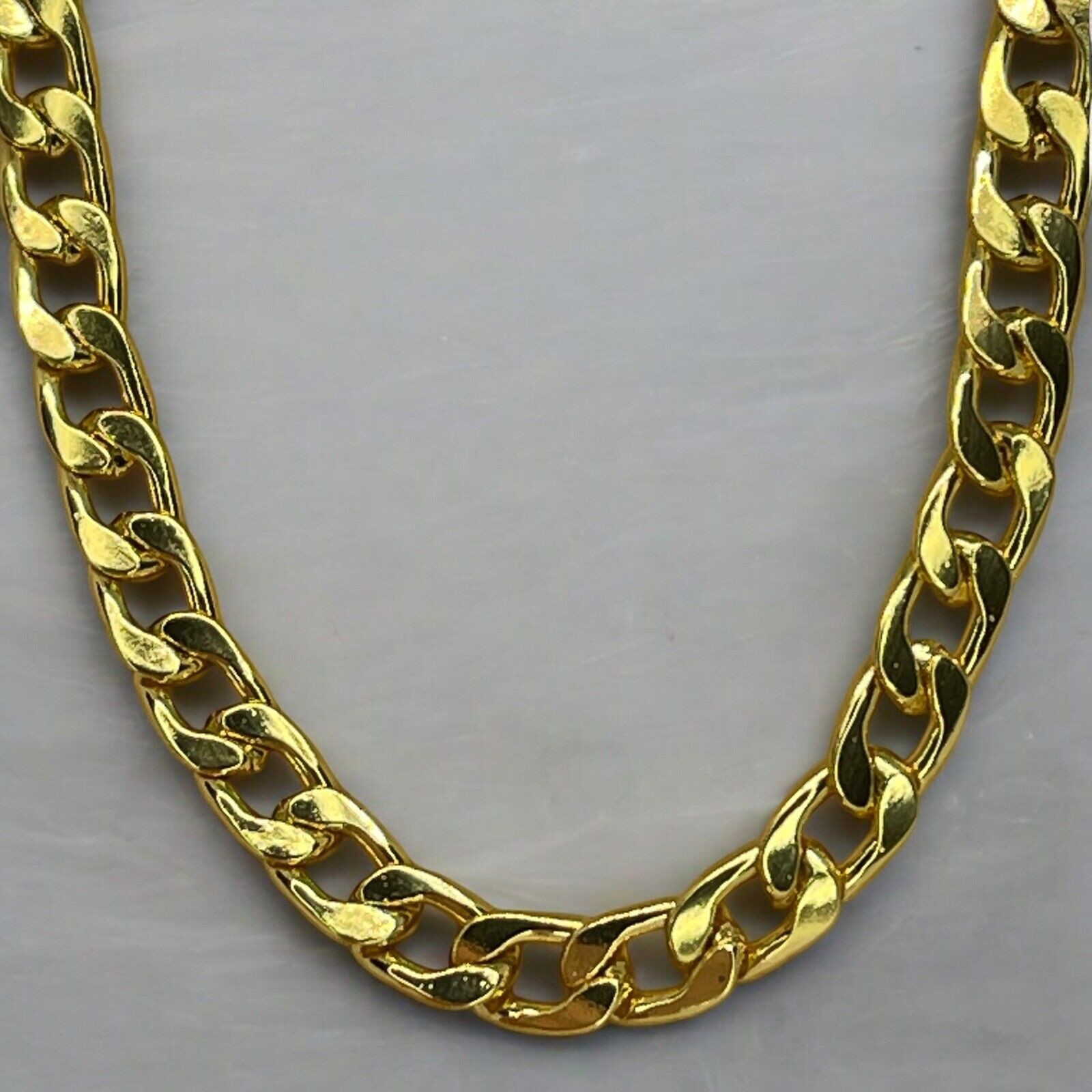 Gold Plated Cuban Chain Necklace Mens 24” (8mm) Bling Flashy Everyday Wear Thick