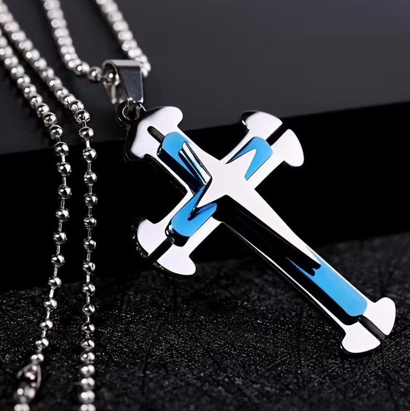 4pcs Fashion Cross Pendant Necklace, Suitable for Men And Women’S Daily Wear.