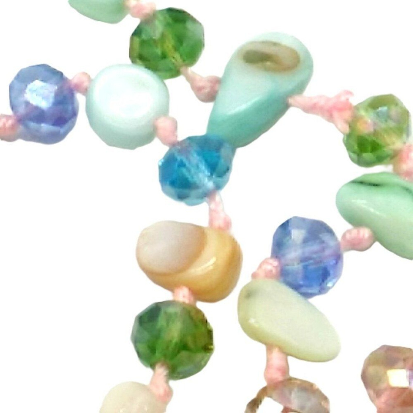 MOP + Faceted Pastel Multi-colored Beaded Necklace