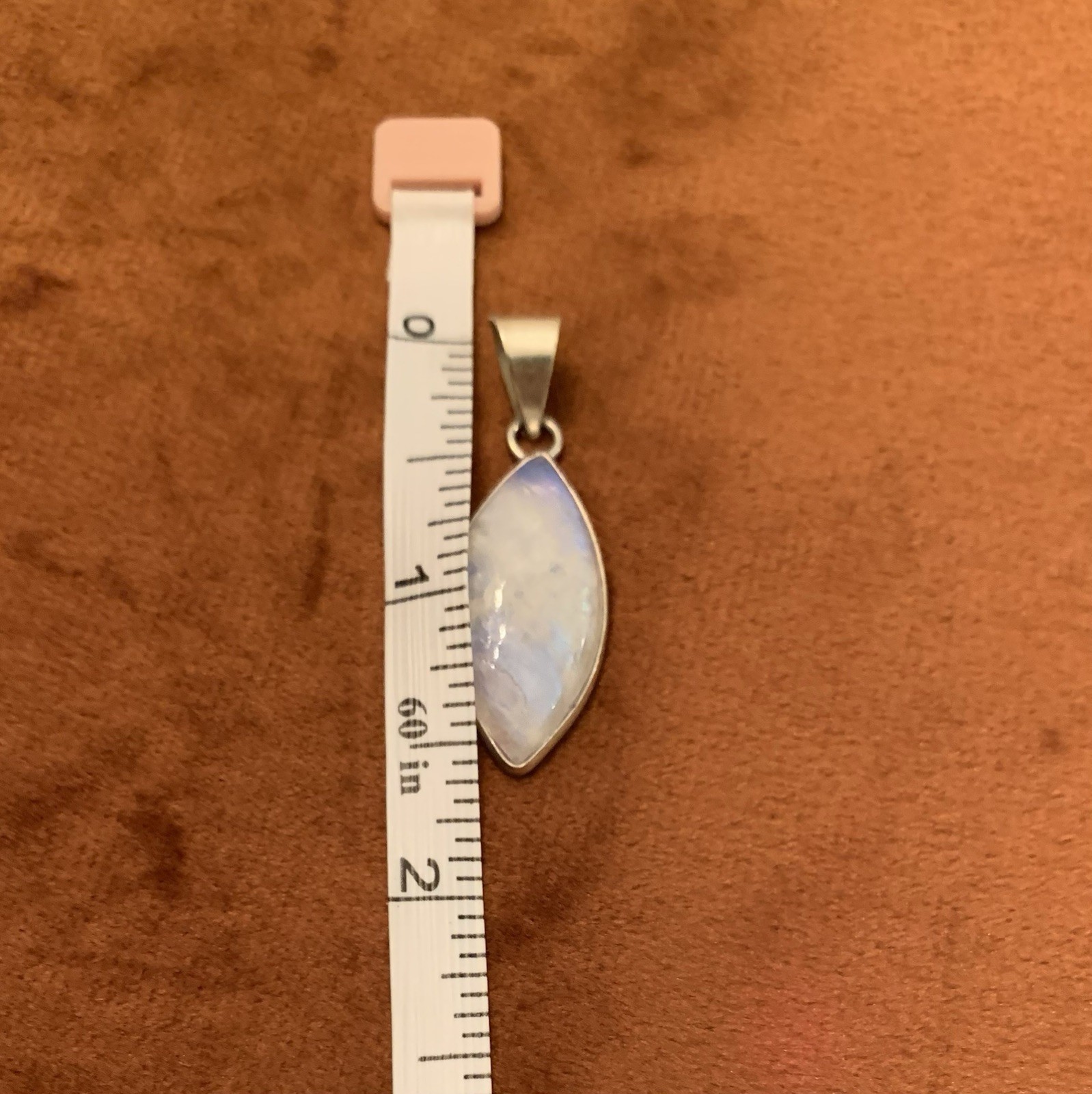 Opalite White Clear Beaded Necklace With Moonstone Pendent 925 Excellent