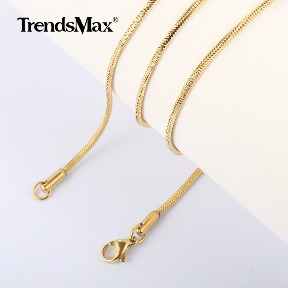 18 -30in Gold Plated Stainless Steel Square Snake Chain Necklace Women Men
