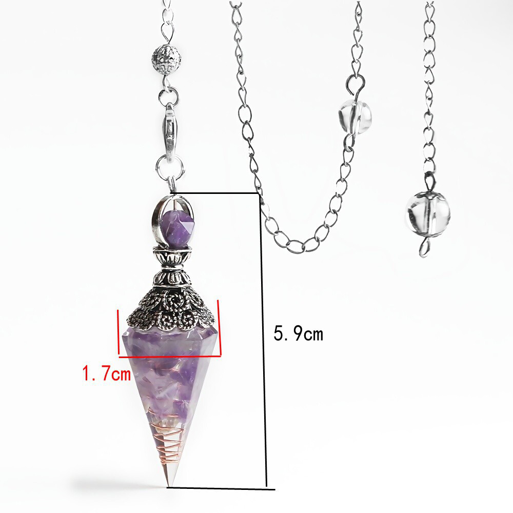 Resin Amulet Healing Chakra Crystal Quartz Reiki Pendulum Pendant Orgonite Orgon