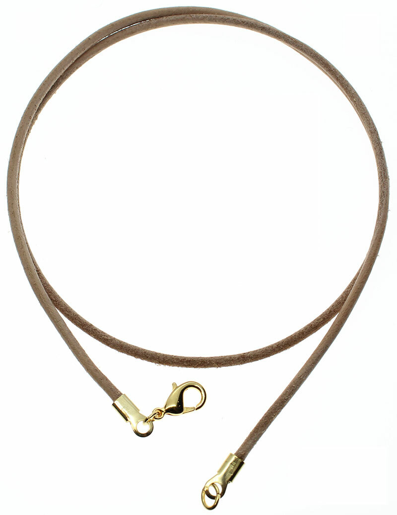 Natural Undyed Leather Cord Necklace Silver/Gold Clasp 16″ to 30″ In Length