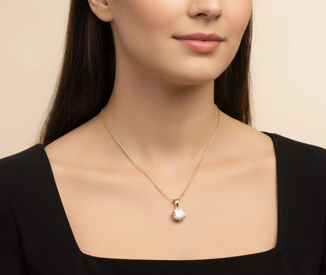 3.00 Ct VVs1 White Diamond Pendant With Certificate, Great Shine, 18″ Chain FREE