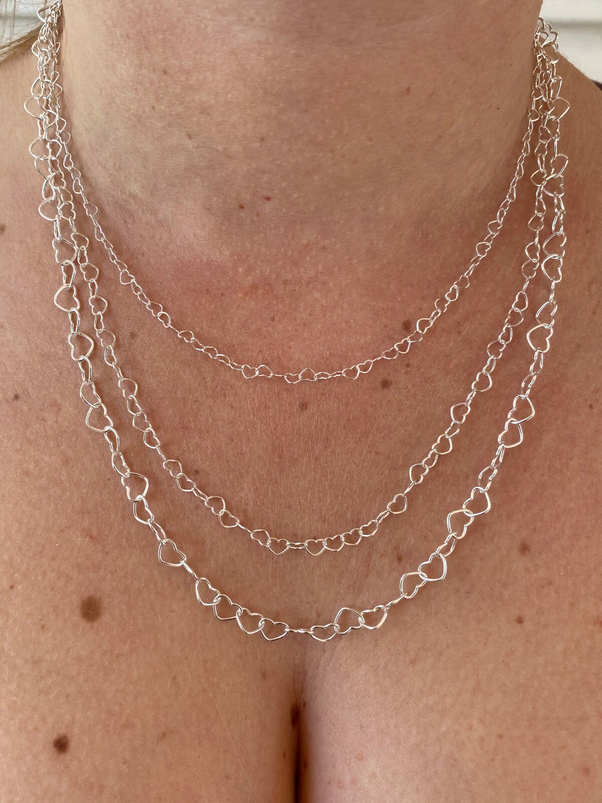 Solid 925 Sterling Silver Paperclip Heart Link Chain Necklace Italy 14″ – 24″