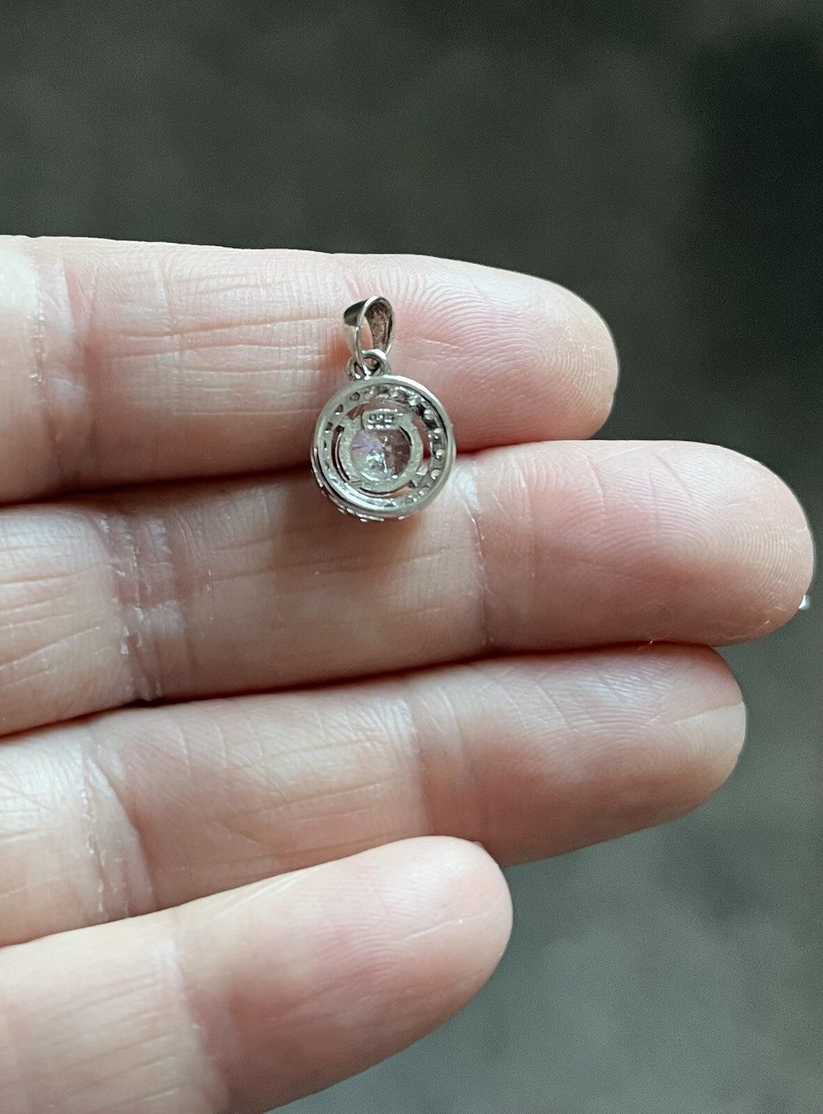 Sterling Silver And Cubic Zirconia Circular Pendant, Small Size, See Description