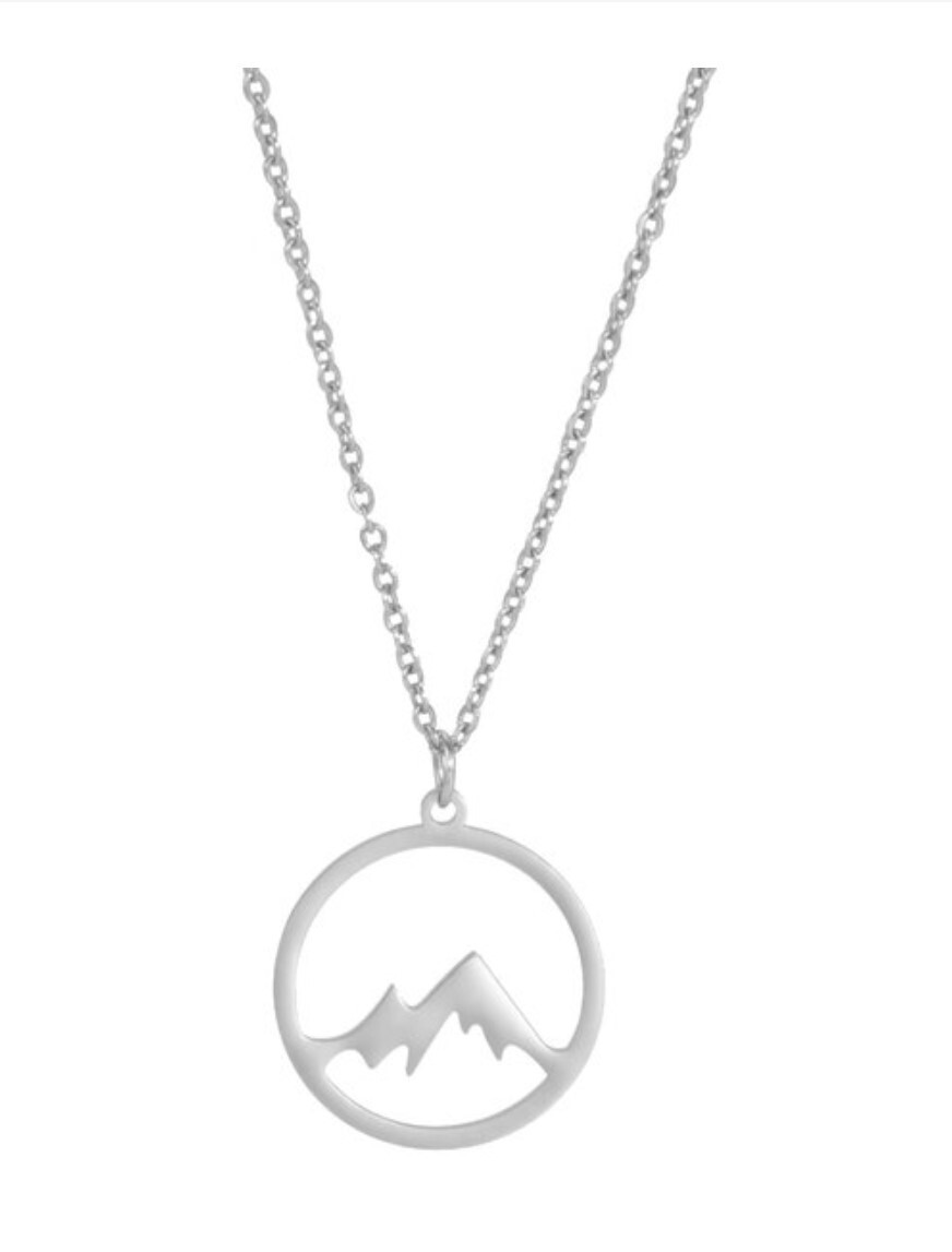 Stainless Steel Mountain Necklace with 45cm chain plus 5cm extender